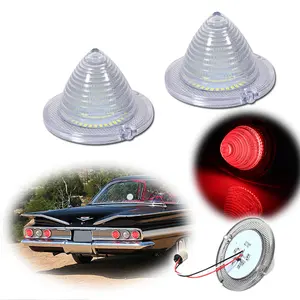 2pcs Clear Rear Red LED Tail Brake lamps Lights 1960 1961 Impala Bel Air Biscayne El Camino,Replace OEM 654394766430