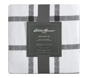 Eddie Bauer Bun khouse Plaid Be ige Cotton Quee n Sheet Set