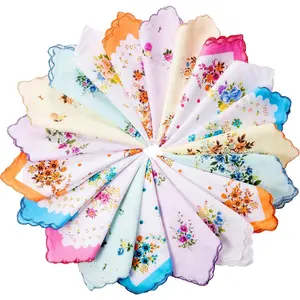 20 Piece Vintage Floral Soft Cotton Embroidered Handkerchiefs Square Handkerchief Beauty & Personal Care