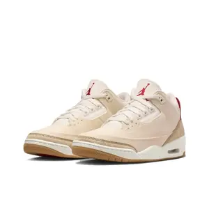 Ecru Denim Mid-Top Sneakers with Faux Horsehair Accents and Red Heel Details