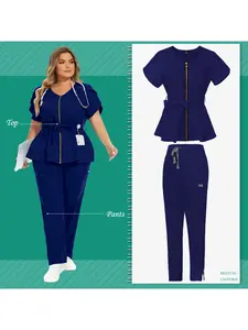 Spa Uniform Womens Manicurist Beautician Red Work Uniform High-quality Scrubs Sets Breathable Health Care Pharmacy WorkWear Suit