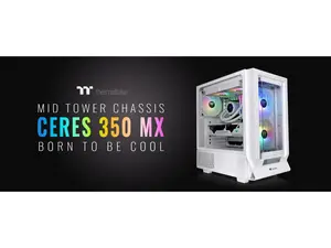 Thermaltake Ceres 350 MX Snow Mid Tower ATX Case; 3 Pre-installed ARGB Snow Fans; Dual Front Panels; Hidden-Connector Motherboard Compatible; CA-1Z3-00M6WN-00