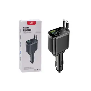 M4 Cargador Retráctil 5 en 1 para Auto con Diseño Compacto y Protección contra Sobrecorriente y Cortocircuito Compatible con iOS y Android
