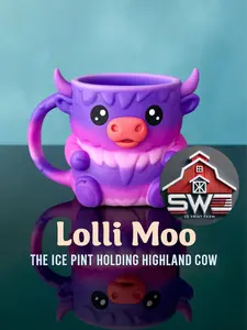 Lolli Moo Ice Cream Pint Holder – Gradient Highland Cow with Spoon Slots | Cute Gift + Free Surprise