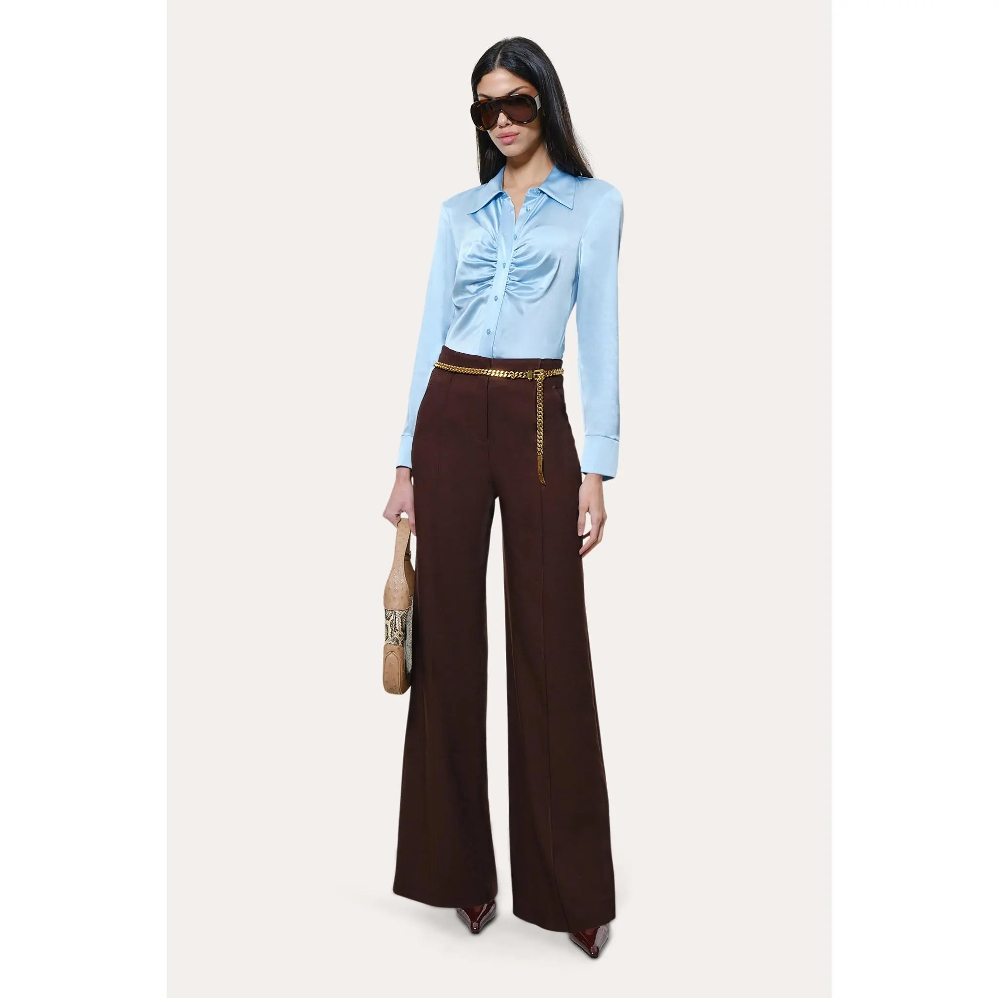 Anya Silk Charmeuse Ruched Shirt