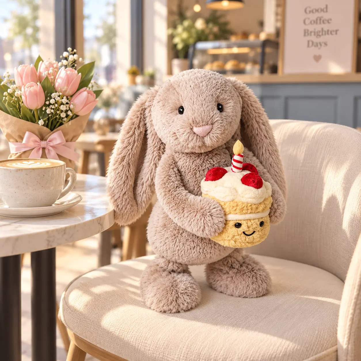 Jellycat Birthday Bunny – Soft Floppy Ear Rabbit Holding Cake Plush, Cute Birthday Surprise Gift for Jellycat Fans