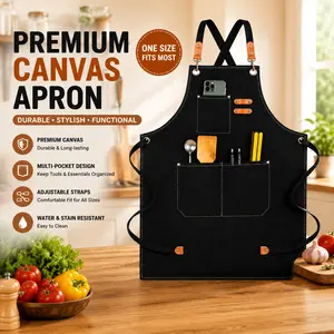 Aprons with Pockets for Men & Women - Heavy Duty Cotton Canvas, Waterproof, M to XXL Size, Adjustable Strap, Flower Kitchen Design#SummerVibes