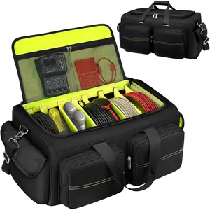 DJ Bag, Large Capacity DJ  Gig Bag with 6 Pockets for Extension Cords, Mics, Pedals, Gig Bag for Musicians, Musician  Organizer with Padded  Strap, DJ Acessories