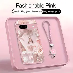 Lace Pearl Optical Illusion Art 2D Phone Case,Suitable for [Google Pixel 8a] high-end women's, Lanyard a beautiful four-leaf clover lanyard is included🍀 952