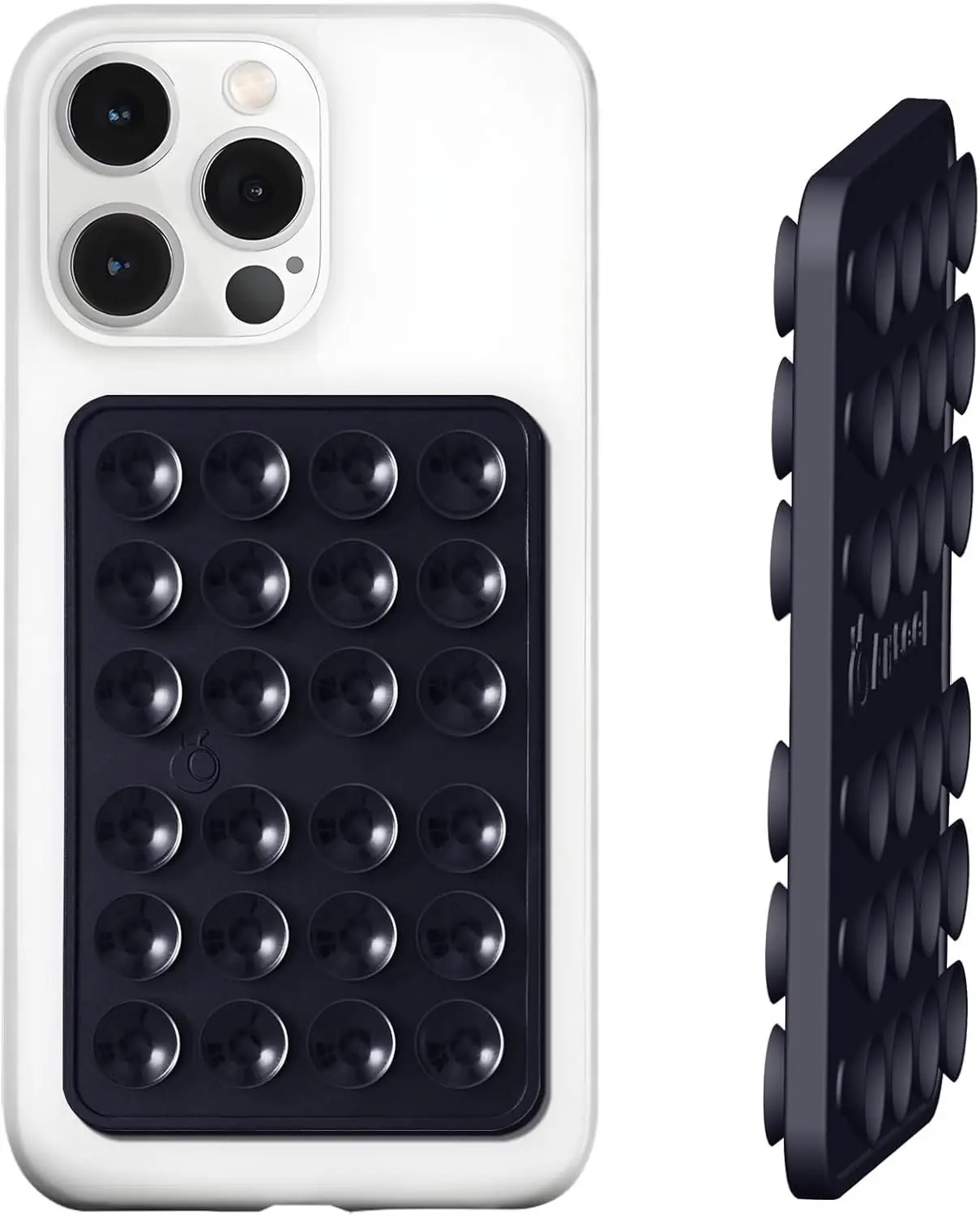 Double-Sided  Suction Phone Case Mount, Enhanced Suction Cup Power and Thickened Grip for Selfies and Videos, Durable, Hands-Free Non Slip Accessories, 2.36"x3.66" (Black)