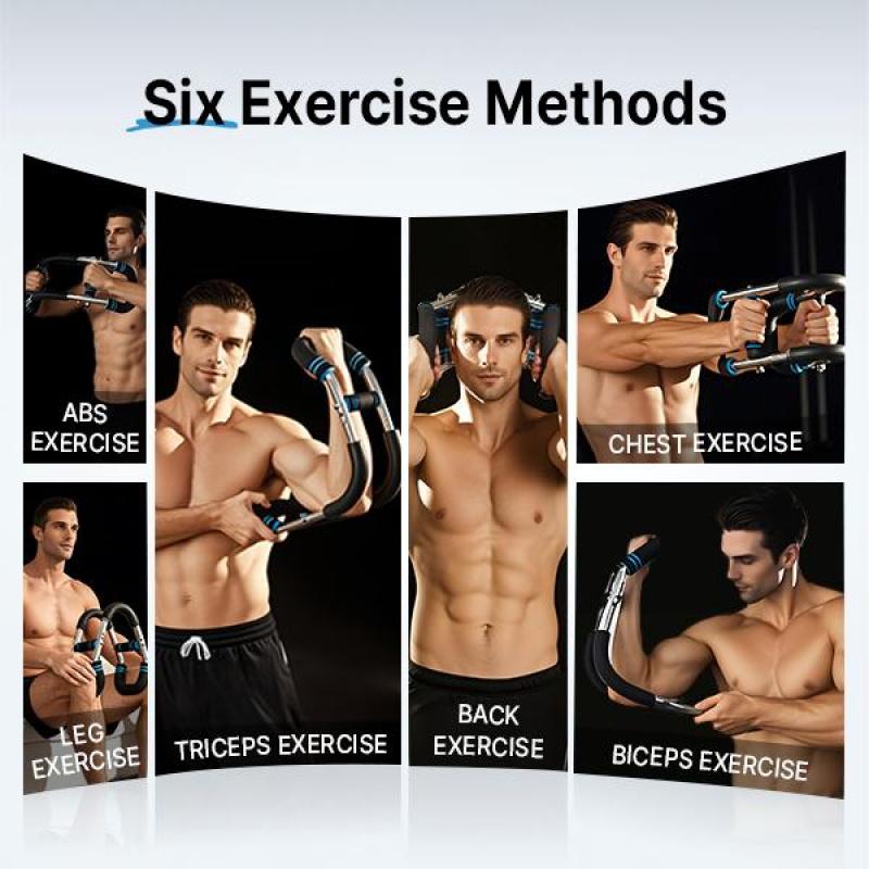 Multi-purpose arm/chest trainer 90–120 lbs of adjustable resistance Detachable for easy portability Suitable for both men and women