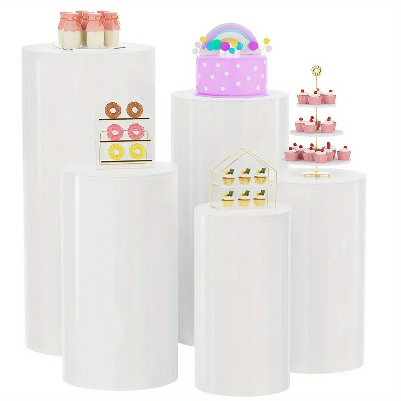 3/5 plastic round cylindrical display bases, white cylindrical bases, for wedding, birthday party and event decorations.