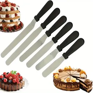 Pack of 6 Professional Food Grade Stainless Steel Cake Spatula, 6"+8"+10" Angled Icing Spatula with Sturdy & Durable Handle, Frosting Smoother Spatulas for Cake Decorating, Baking Pastry Decorative Kit