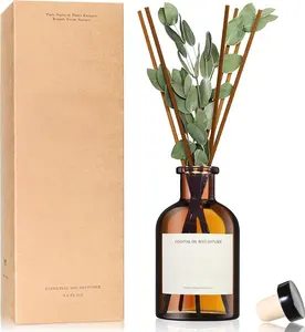 Flower Reed Diffuser Set Eucalyptus & Lavender Scent For Bathroom Accessories Shelf Decor & Air Fresheners, Sticks Defusers With 4.0 fl oz Essential Oils, House Bedroom Office Decor & Gift