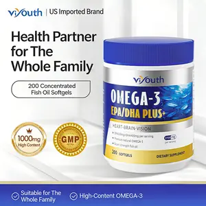 Viyouth Deep Sea Fish Oil 2000mg | High Concentration Omega-3 EPA 600mg & DHA 400mg | Heart, Brain & Vision Support | 200 Softgels