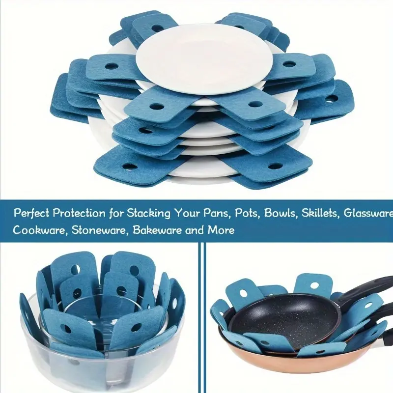 12pcs, Pot And Pan Protectors, 4 Different Sizes Cookware Protector Pot Dividers, Stacking Separators Pads, For Protecting And Separating Pots, Pans, Skillets, Glassware, Bakeware, Kitchen Gadgets, Kitchen Accessories, Protection