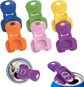 Complete Cover Easy Tab Opener New and Improved 6PK Beverage Barricade 3.0. Applicable to 202 Can, Colorful Drink Can Protector Cap for Soda, Beer, Coke Shields From Bugs, Bees, Dust at the Party, BBQ, Beach