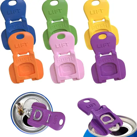 6PK Improved 3.0 Aluminium Can Plastic Lids with Easy Tab Opener - Colorful, Color-Coded Drink Protectors for Outdoors, Beach, Kitchen Utensils, Adults, Moms, Dads, Kids, Grilling, Bug/Bees/Dust Shield (Non-Sealing for 202 Cans)
