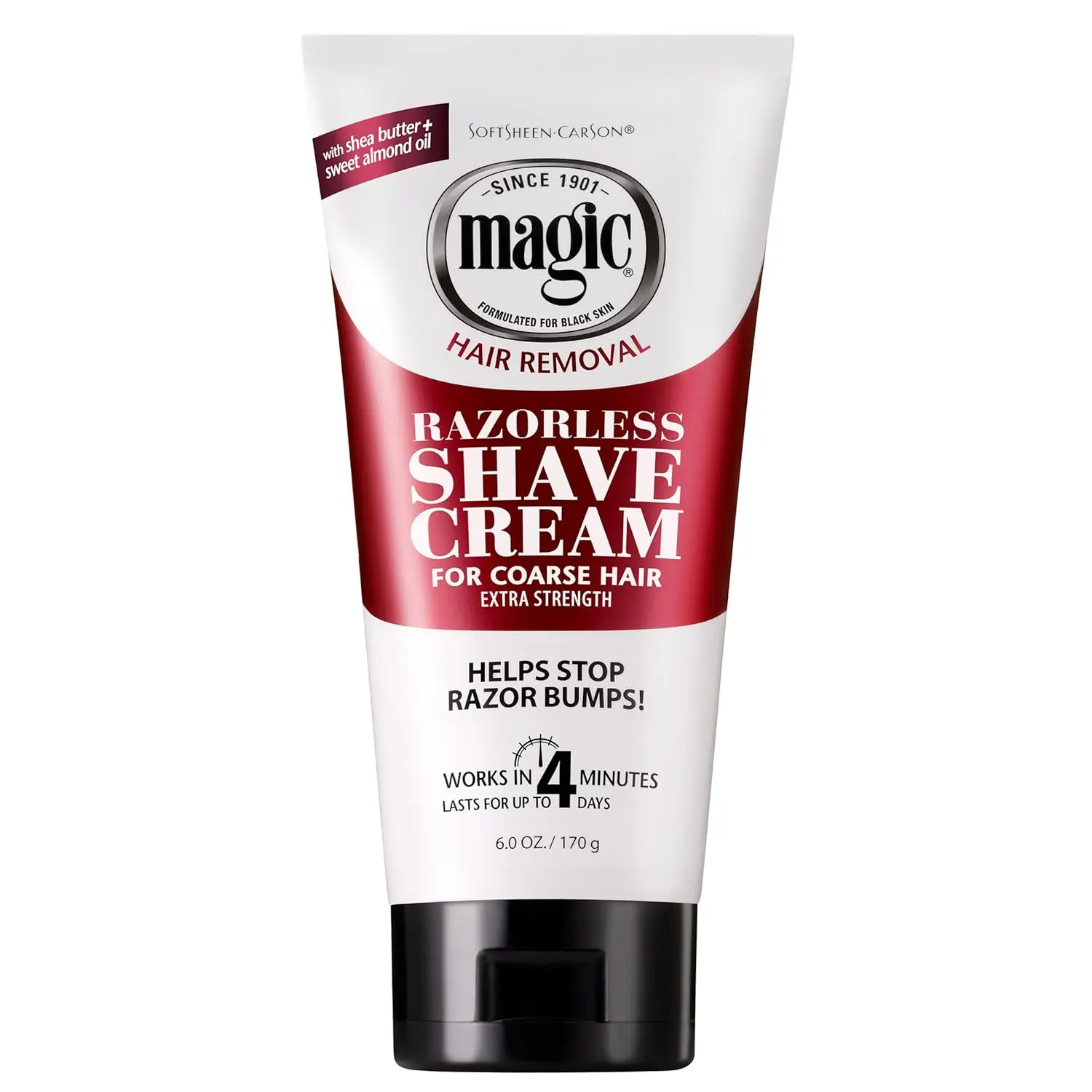 SoftSheen-Carson Magic Razorless Shaving Cream Extra Strength Depilatory Cream for Coarse Body Hair 6 oz Helps Stop Razor Bumps