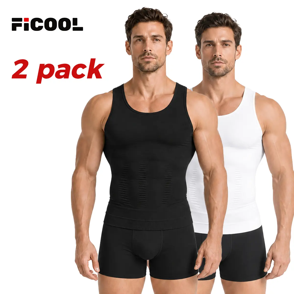 FICOOL Men Body Shaper Compression Tank Top Tummy Control Slimming Vest, High Stretch Shaping Undershirt for Gym Training Daily Outfit ekko beater