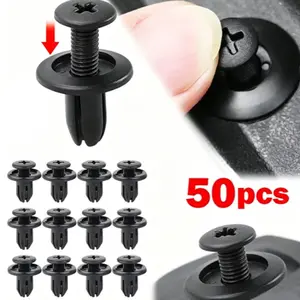 50pcs 8mm Plastic Car Fasteners, Universal Rivets, Durable Anti-Loss Design, Bumper Fender Clips, Vehicle Replacement Parts
