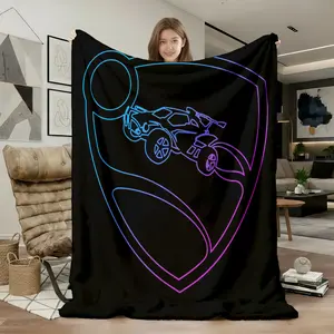 1pc Rocket League Game Blanket, Lightweight Flannel Throw for Travel Camping Nap, Ultra Soft Cozy Microfiber Cover for Family Home Decor, Christmas Gift Idea, Blue Gradient, Flannel Blankets