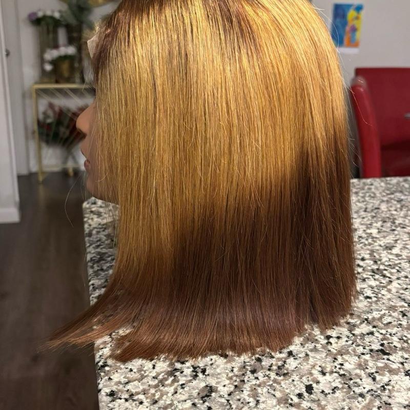 3 tone human hair bob wig 10 inches.