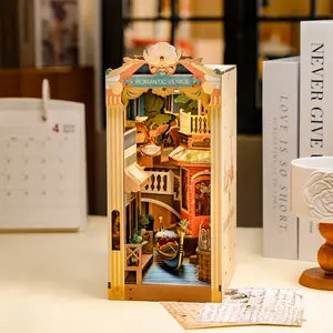Rolife Romantic Venice DIY Book Nook Shelf Insert Kit TGB08 Book Nook Kit with Dustproof Sheet DIY Miniature House with LED Booknook Bookshelf Insert Decor 3D Wooden Bookend Model Craft Hobby Gift for Teens and Adults