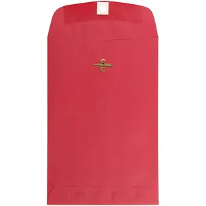 6 x 9 Open End Catalog Colored Envelopes with Clasp Closure Red Recycled 25/Pack