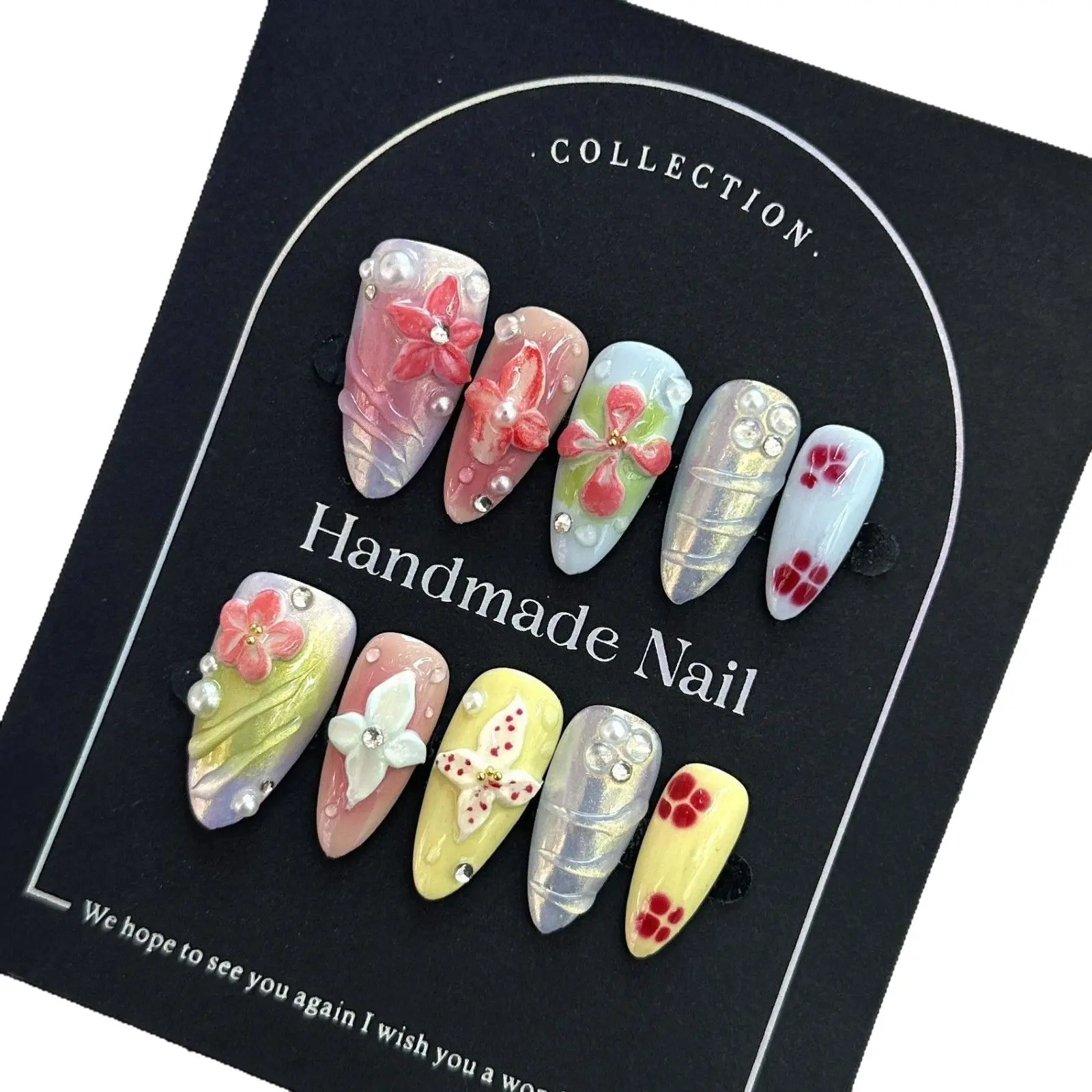 Nailthea Personalized Engraved Handcrafted Nail Tips Pieces High-End Style Cute Nail Stickers for Daily Use & Special Occasions
