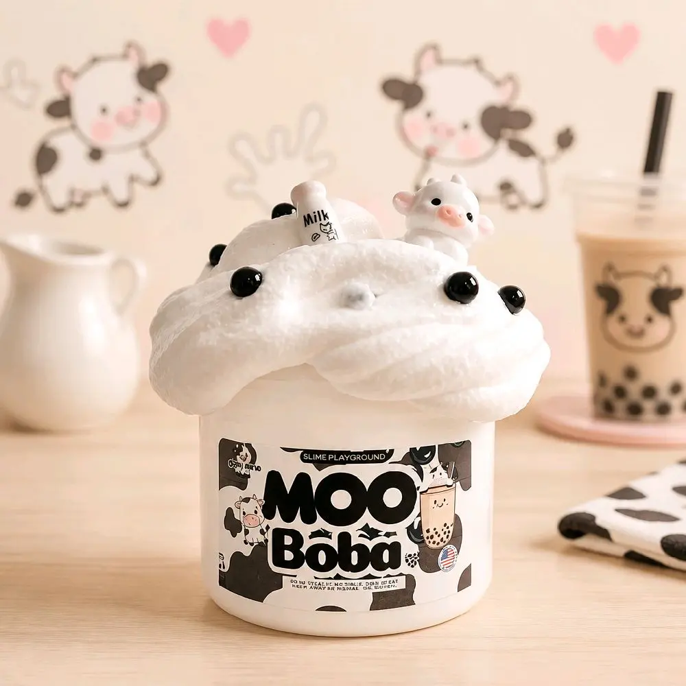 Moo Boba Cloud Dough Slime + Surprise Cow Squishy - Non-Sticky - Sensory Play