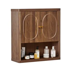 Giratree 23.62" Bathroom Storage Cabinet Hanging, Fluted Medicine Cabinet with Doors, Wall Mounted Cupboard with Adjustable Shelf, Wood Over The Toilet Storage Cabinets for Kitchen, Bathroom, Laundry Room