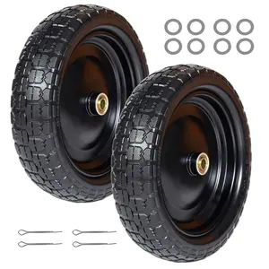 13 Inch Solid Rubber Tires 4.00-6 Flat Free Wheels with 5/8" Bearings 2.2" Offset Hub Replacement for Gorilla Cart, Hand Truck, Wheelbarrow, Garden Wagon, Dolly, Trailer, Utility Cart (Set of 2)