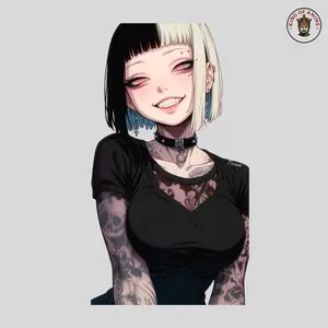 Split Hair Tattoo Himiko Toga Sticker, Vinyl Waifu Art for Laptop Decor, Waterproof