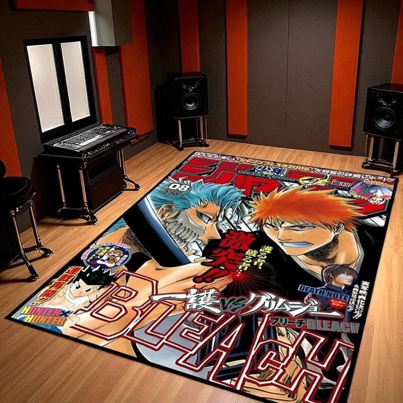 Bleach Manga Cover Rug- Colorful Anime Floor Carpet- Washable Non Slip- Gaming Room, Hobby Space, Collector Decor- Ichigo vs Grimmjow Scene