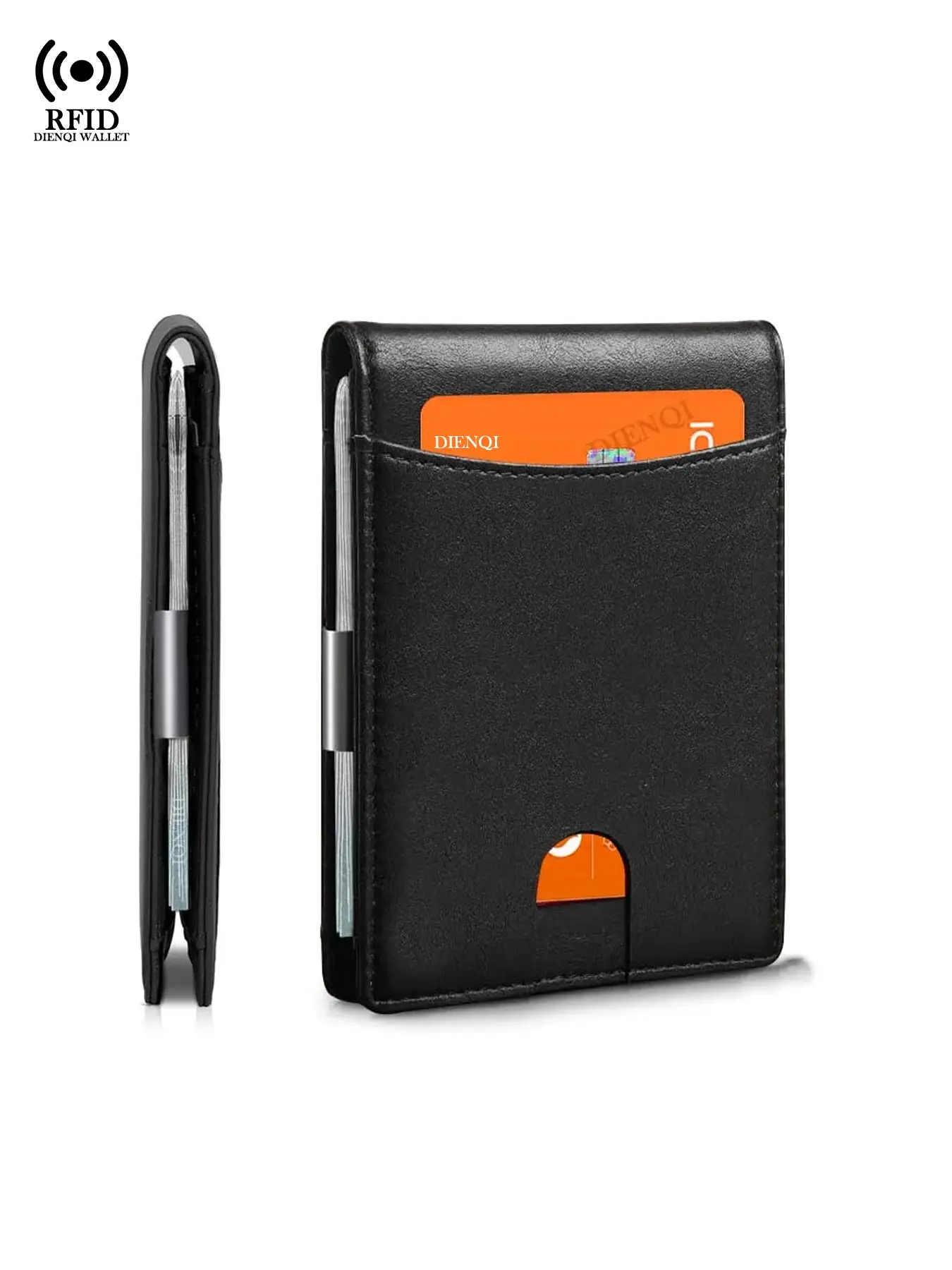 Rfid Men Slim Wallets with Money Clip Credit Card Holder Business Mens Money Bags Luxury Billfold Short Wallets for Men Carteras