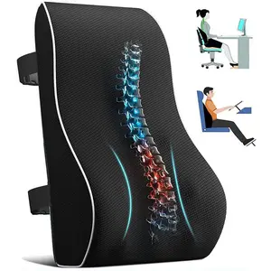 Contoured, Ergonomic, Supportive, Durable Memory Foam Lumbar Support Cushion with Mesh Cover Back Pain Relief, Contoured Memory Foam