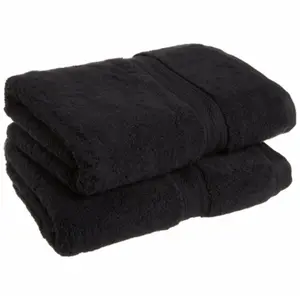 212 MAIN 2-Piece Super Absorbent Egyptian Cotton Bath Towel Set, 900GSM Highly Absorbent Black Bathroom Towels, Super Absorbent Towel