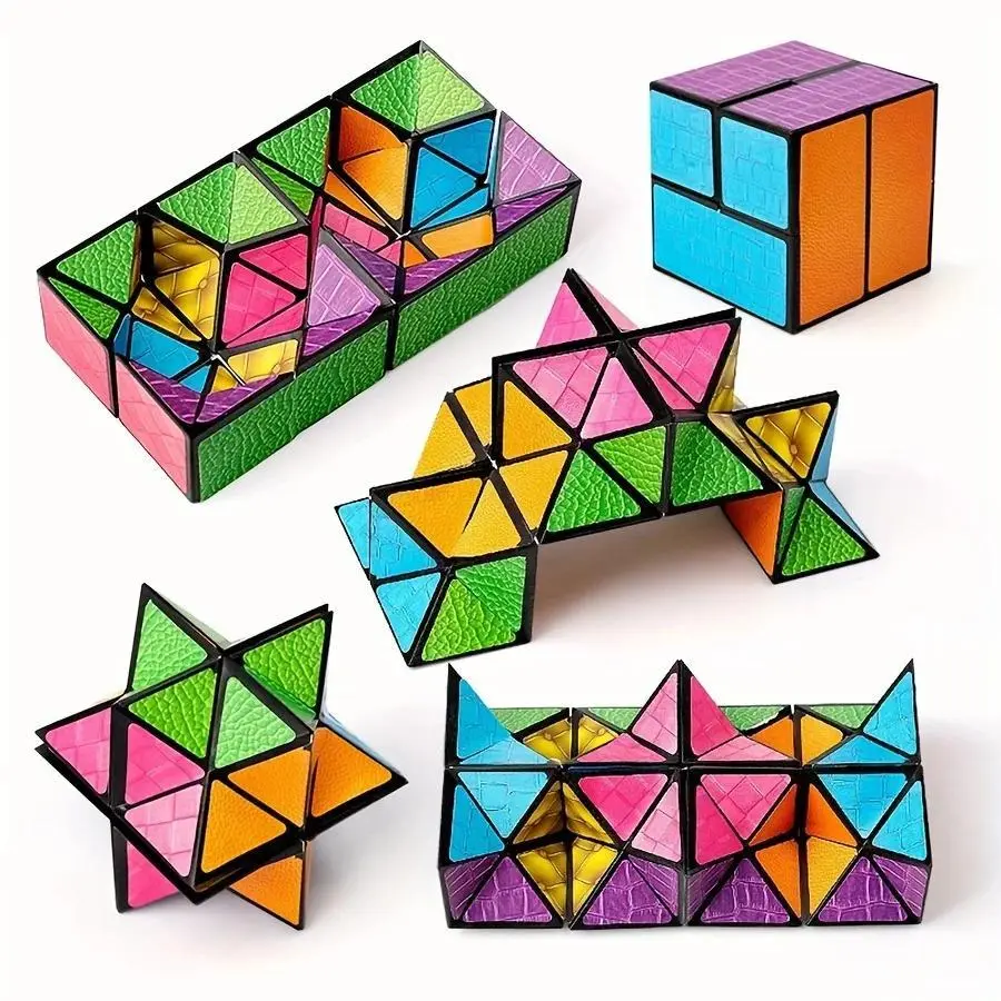 Infinity Magic Cube 3D Hexagon Puzzle, Space Geometry Flip Toy, Brain Training Stress Relief ABS Mixed Color