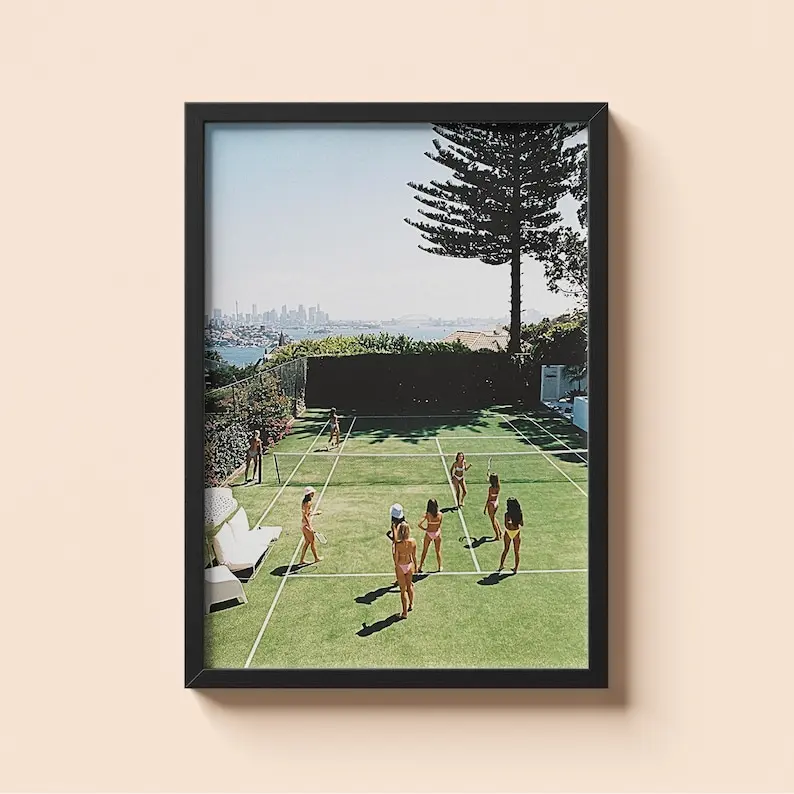 Tennis Girls City Print, Vintage Old Moneys Poster, Country Club Decor