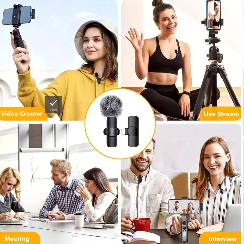 Wireless mini Microphone for iPhone/Smartphone, 2 Mini Lapel Microphones with Clearer Audio for Video Recording, Interview, Vlog,Noise Reduction Device Noise Cancellation Stereo Wireless vlogging tools handheld high quality audio Wireless mini Microphone for iPhone/Smartphone, 2 Mini Lapel Microphones with Clearer Audio for Video Recording, Interview, Vlog,Noise Reduction Device Noise Cancellation Stereo Wireless vlogging tools handheld high quality audio