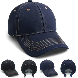 Denim Baseball Cap Adjustable Polo Style Hat for Men and Women, Cotton Material with Plain Curved Visor