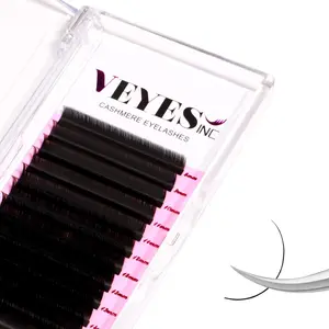 VEYES INC Cashmere Volume Lash Extensions C CC D DD LD L B J M Curl 0.03-0.20 thickness, Super Matte Black Individual Eyelashes Tray, Professional Supplies for Lash Techs (0.05 D 8-16mm)