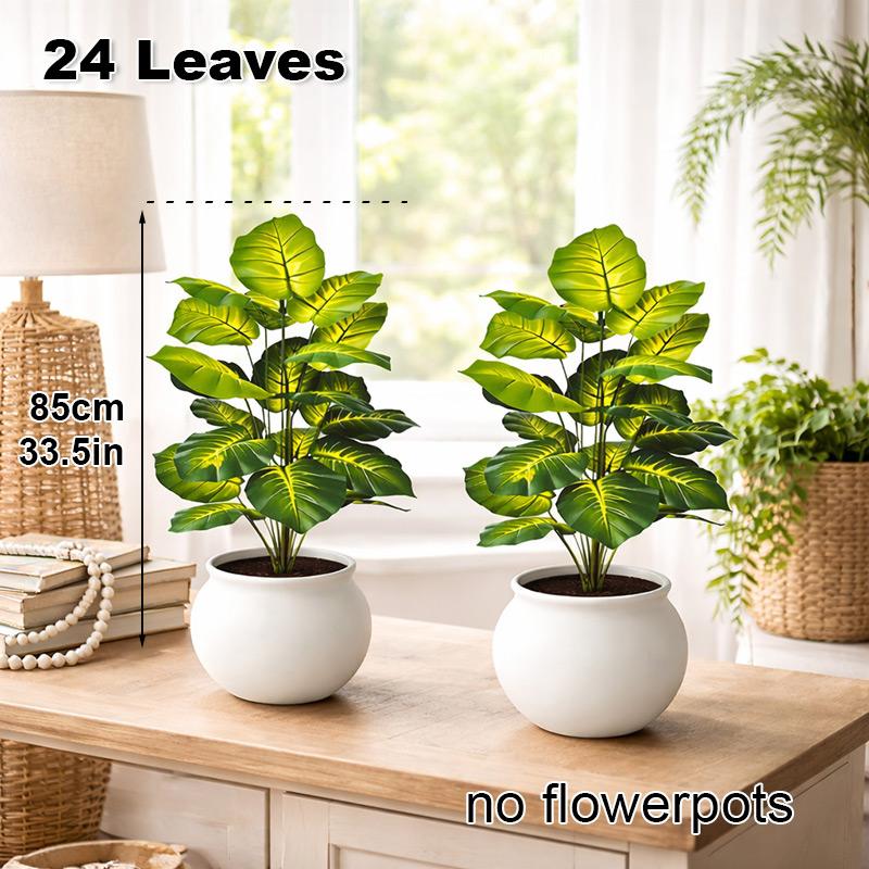 33.5in Artificial Tropical Leaf Plant – 24 Realistic Leaves, DIY Fake Greenery without Pot, Indoor Floor Plant for Home Office Garden Decor, 1 Count