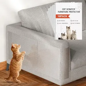18 count Large  Scratch Furniture Protector, Transparent Couch Protector from  Claws, Single-Sided Self Adhesive Anti Pet Deterrent Sofa Cover, 17in