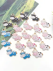 20pcs Zinc Alloy Charms, Enamel Golden Plated Cow Shape Pendants, DIY Necklace Bracelet Jewelry Making Accessories, All Seasons Retro Style
