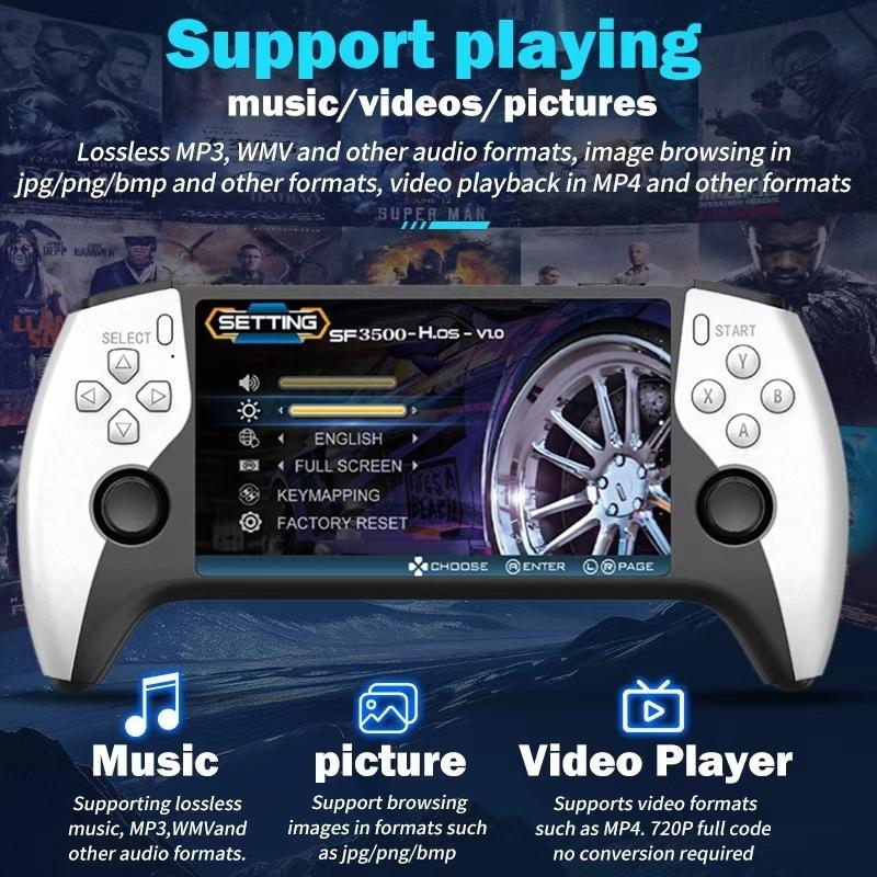 2026 New Sf3500 Upgrade Version Handheld Game Console, 5 Inch IPS Full-HD Screen, 3000mah Long-Lasting Battery, Ideal for Gaming Enthusiasts