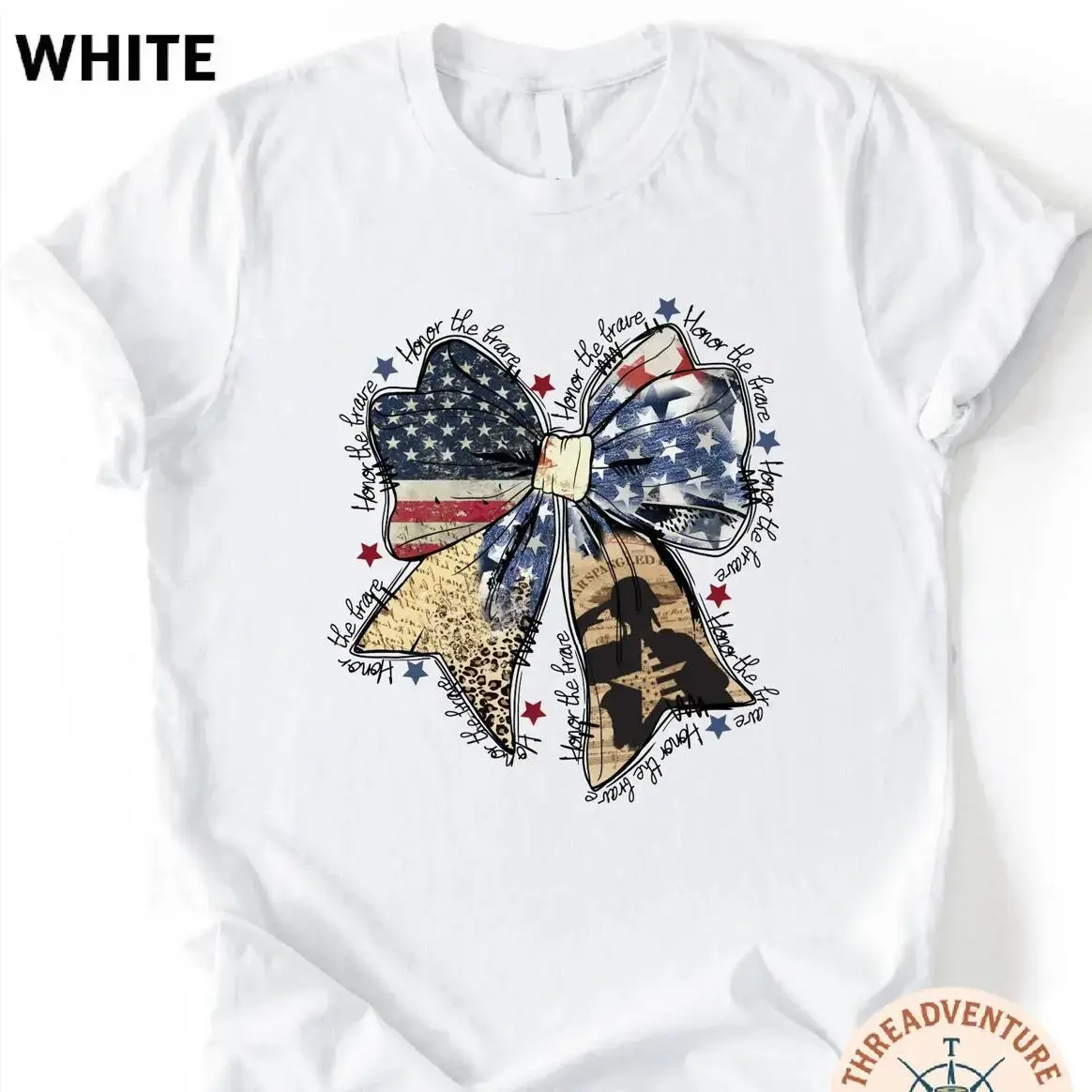 Memorial Day American Flag T-Shirt, Remember & Honor Sweatshirt, Comfort Colors® Honor the Brave Patriotic Bow T-Shirt, 4th of July Shirt  cf01