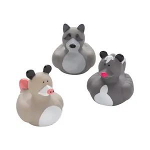 2" - 2 1/4" Garbage Critters Raccoon, Opossum & Skunk Rubber Ducks - 12 Pc.