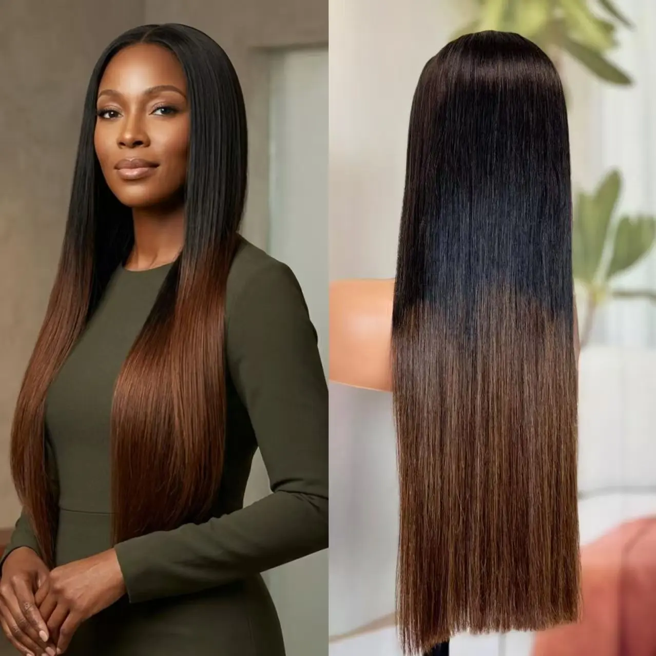5x5 HD Lace Front Raw Vietnam Human Hair Ombre Brown Color HD Lace Front Wig Normal cap and drawstring cap available 20-30 Inch 200% Density Ready to wear Glueless wigs Fashion Look Summer Style Raw hair Vietnam#SummerVibes